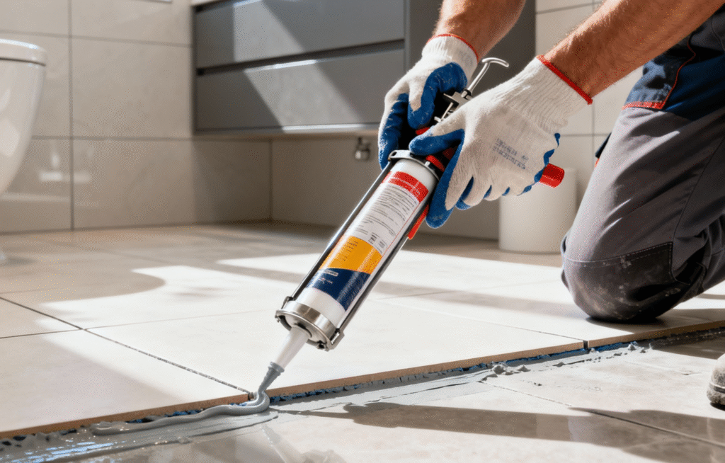 Abdichtungsarbeiten bei der Fliesenverlegung