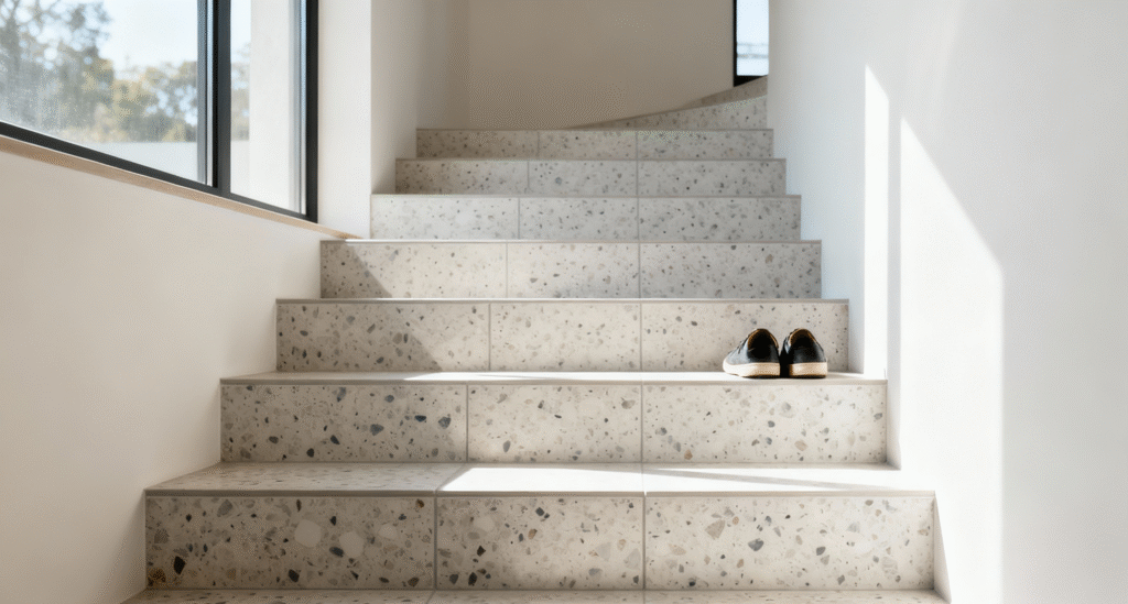 Eine modern gefließte Treppe