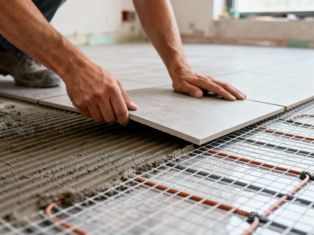Verlegung einer Fußbodenheizung